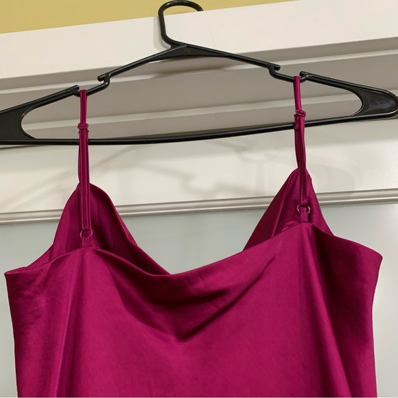 NWT! Express- Satin Cowl Neck Midi Dress-Magenta/Berry. Size Small. GORGEOUS! - Picture 8 of 16